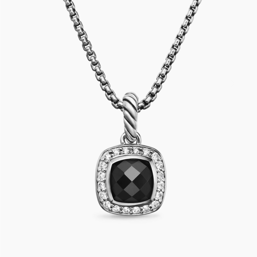 DAVID YURMAN Petite Black Onyx & Diamond Pavé Bezel Pendant Necklace
